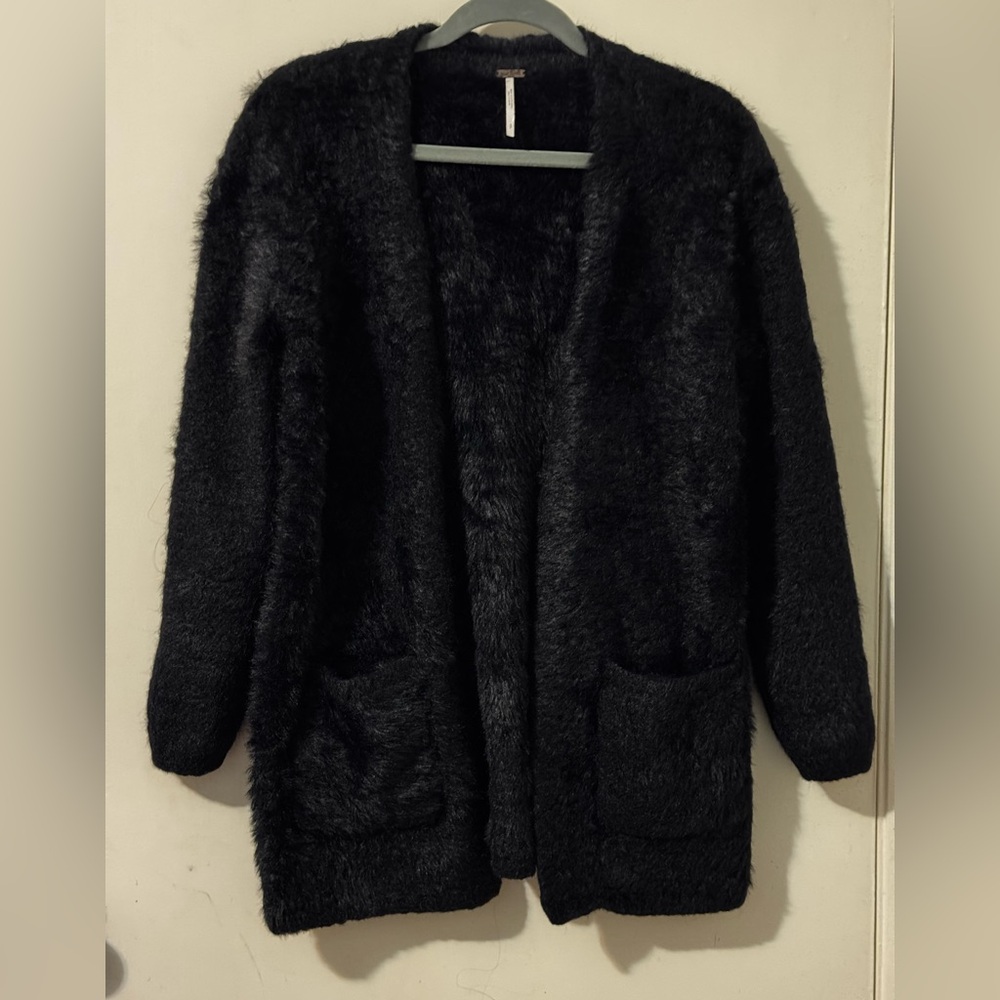 Free People Black Fuzzy Sweater size small